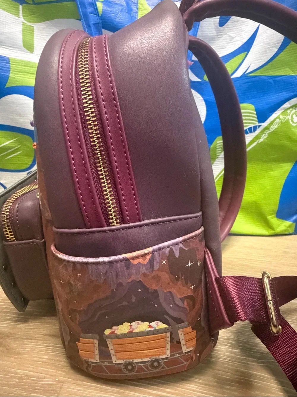 Disney Loungefly Snow White Seven Dwarfs Gem Mine Cart Mini Backpack